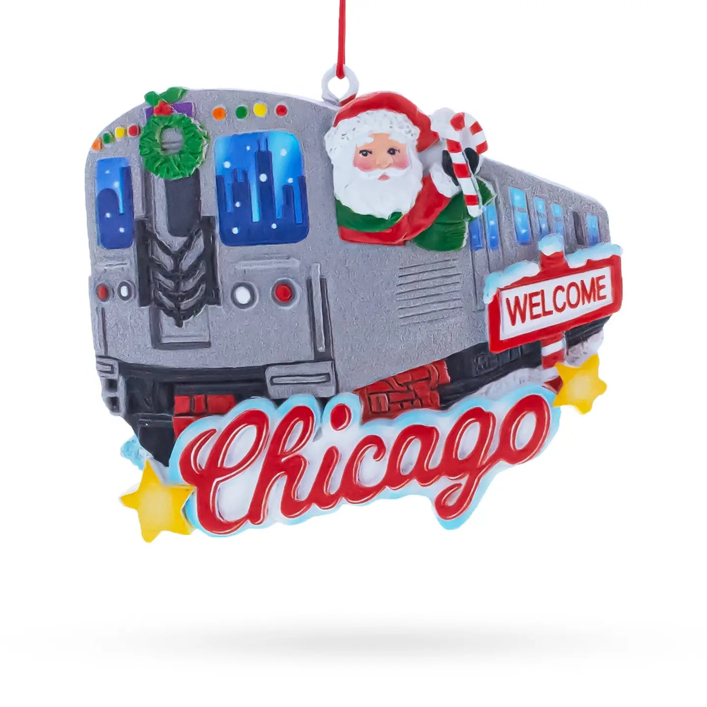 Chicago CTA El Train With Santa Resin Ornament