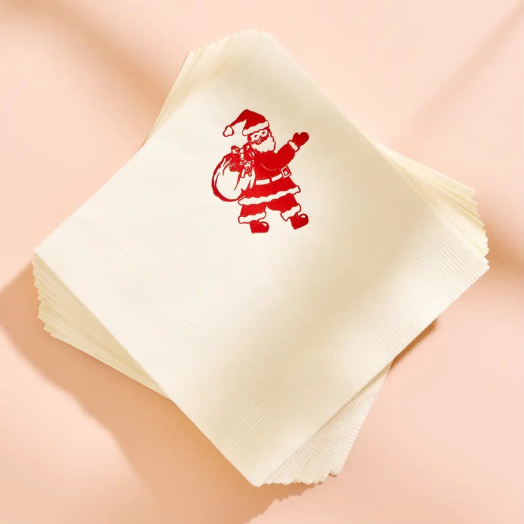 Holly Jolly Santa Holiday Cocktail Party Napkins (Pack of 20)