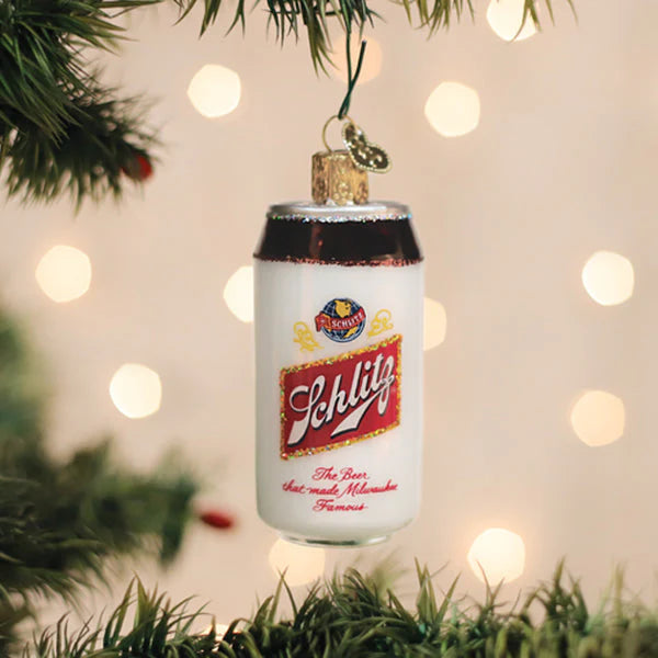 Schlitz Beer Can Glass Ornament