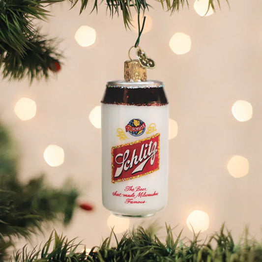 Schlitz Beer Can Glass Ornament