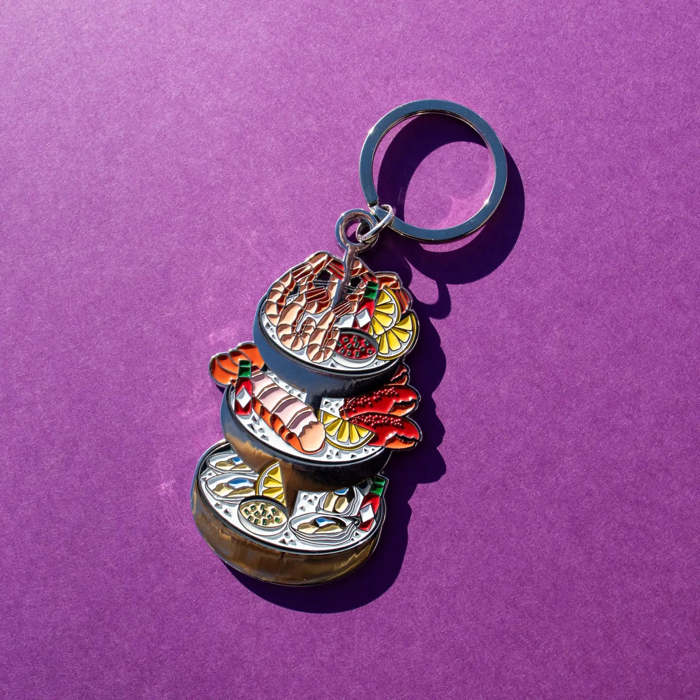 Seafood Tower Enamel Keychain