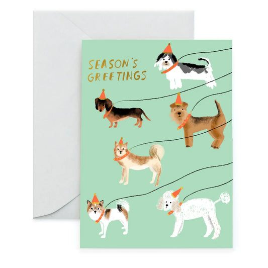 Season's Greetings Dogs Out for A Walk Holiday Card