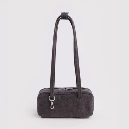 Small Washed Black Denim Bowler Bag