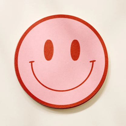 Peach Smiley Face Paperboard Coasters (Set of 4)