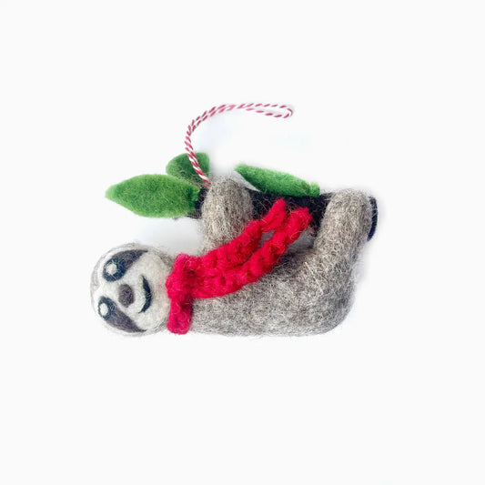 Sloth on a Branch Felt Wool Ornament