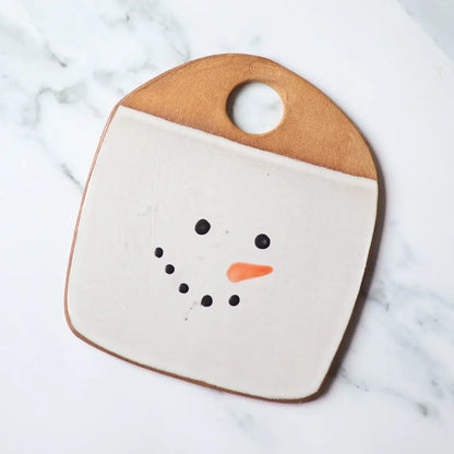 Snowman Handmade Ceramic Cheese Serving Board