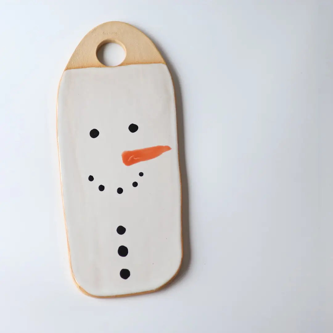 Snowman Handmade Ceramic Cheese Serving Board