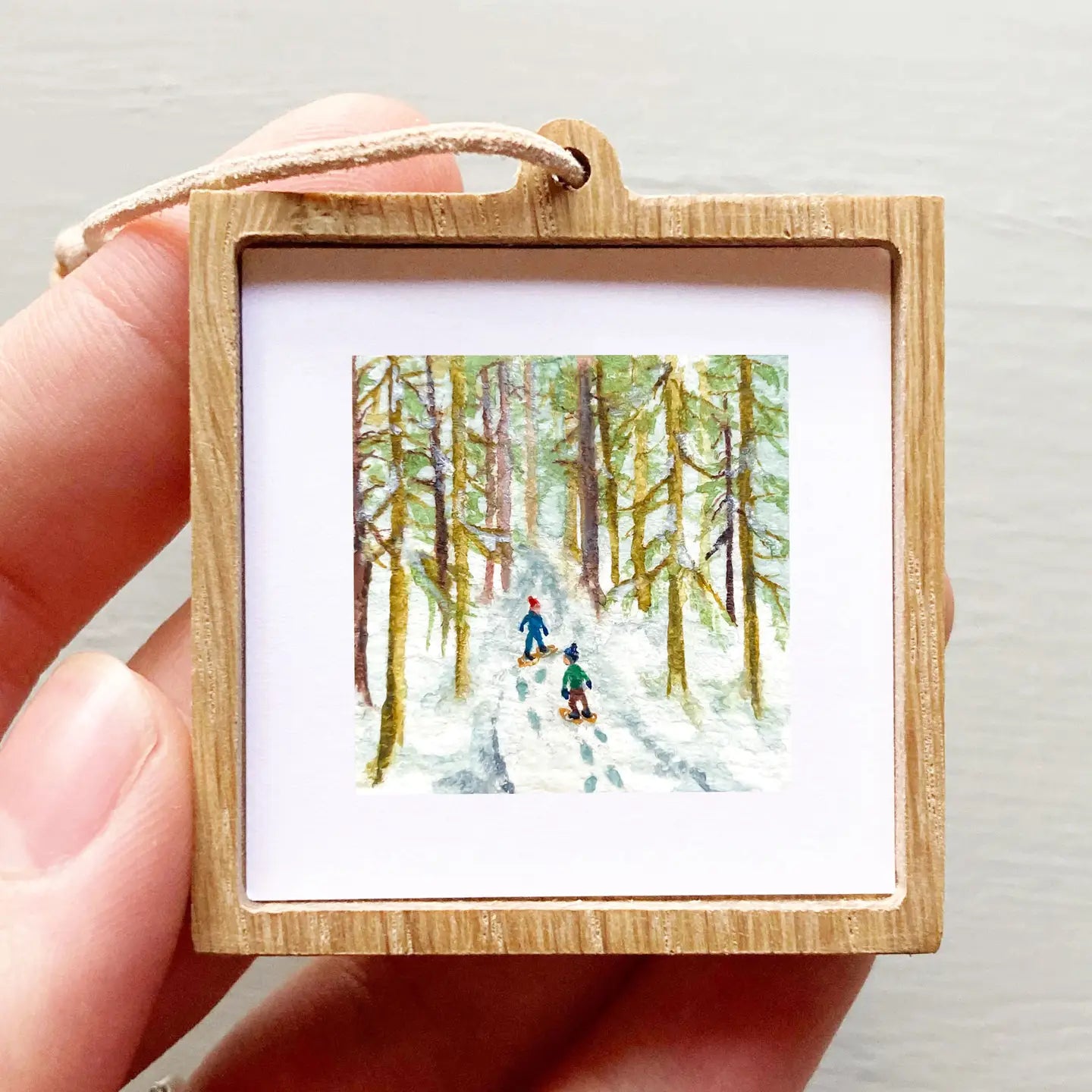 Snowshoeing Mini 1" Framed Art Print Ornament