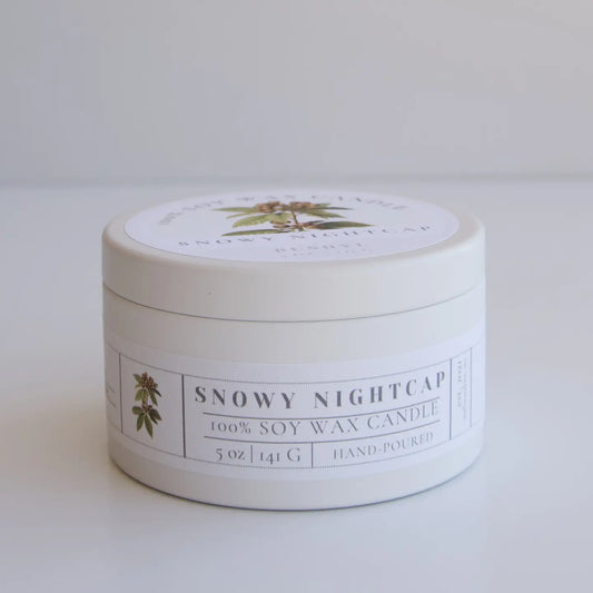 Snowy Nightcap Hand-Poured Soy Wax Candle Tin