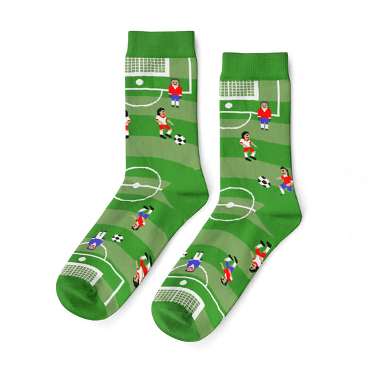 Soccer Field Adult Cotton Crew Socks
