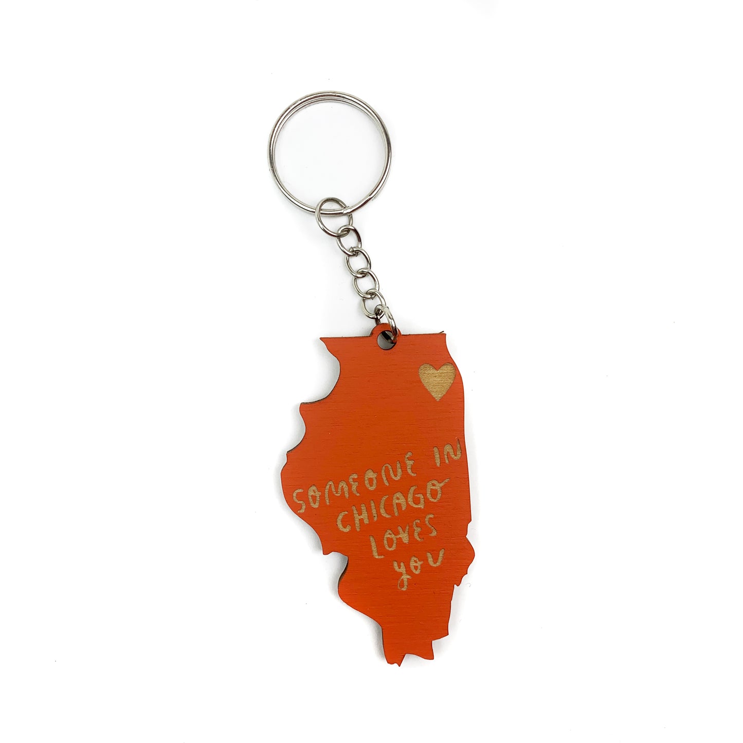Someone in Chicago Loves You Illinois Wood Keychain