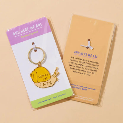 Sorry I'm Late Enamel Snail Keychain