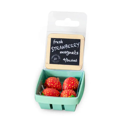 Strawberry Magnets in Basket (Set of 4)