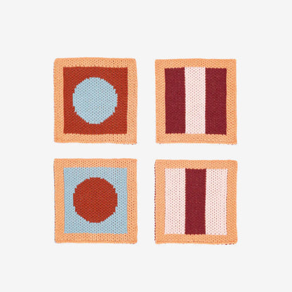 Stripe Dot Knit Coasters (Set of 4)