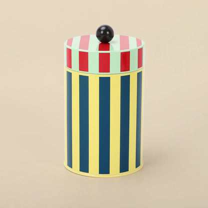 Striped Kitchen Metal Storage Canisters (Set of 3)