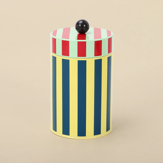 Striped Kitchen Tall 7.25"H Metal Storage Canister