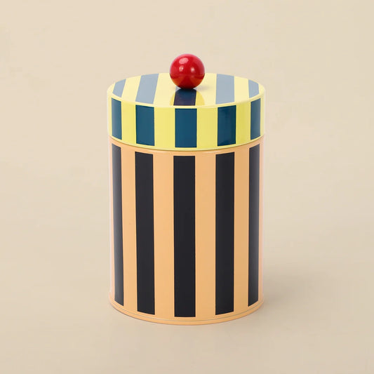 Striped Kitchen Medium 6.25"H Metal Storage Canister