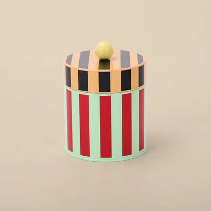 Striped Kitchen Metal Storage Canisters (Set of 3)