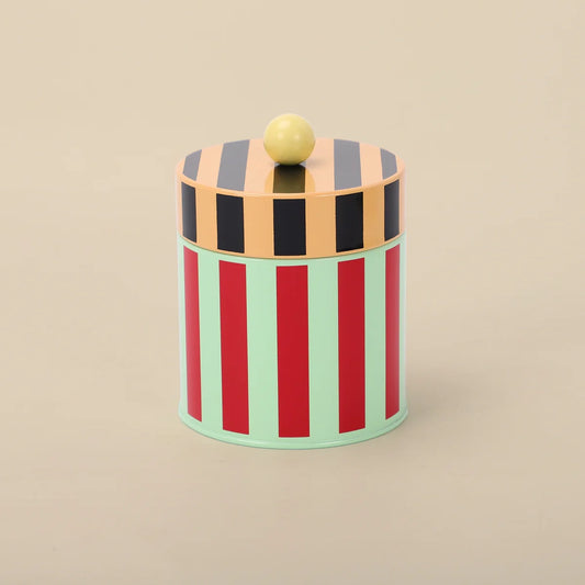 Striped Kitchen Small 5.25"H Metal Storage Canister