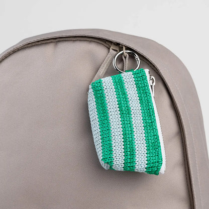 Stripe Knit Pouch Bag Charm