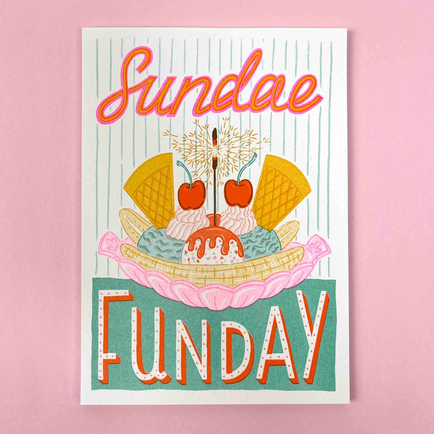 Sundae Funday Ice Cream 5.75" x 8.25" Risograph Print