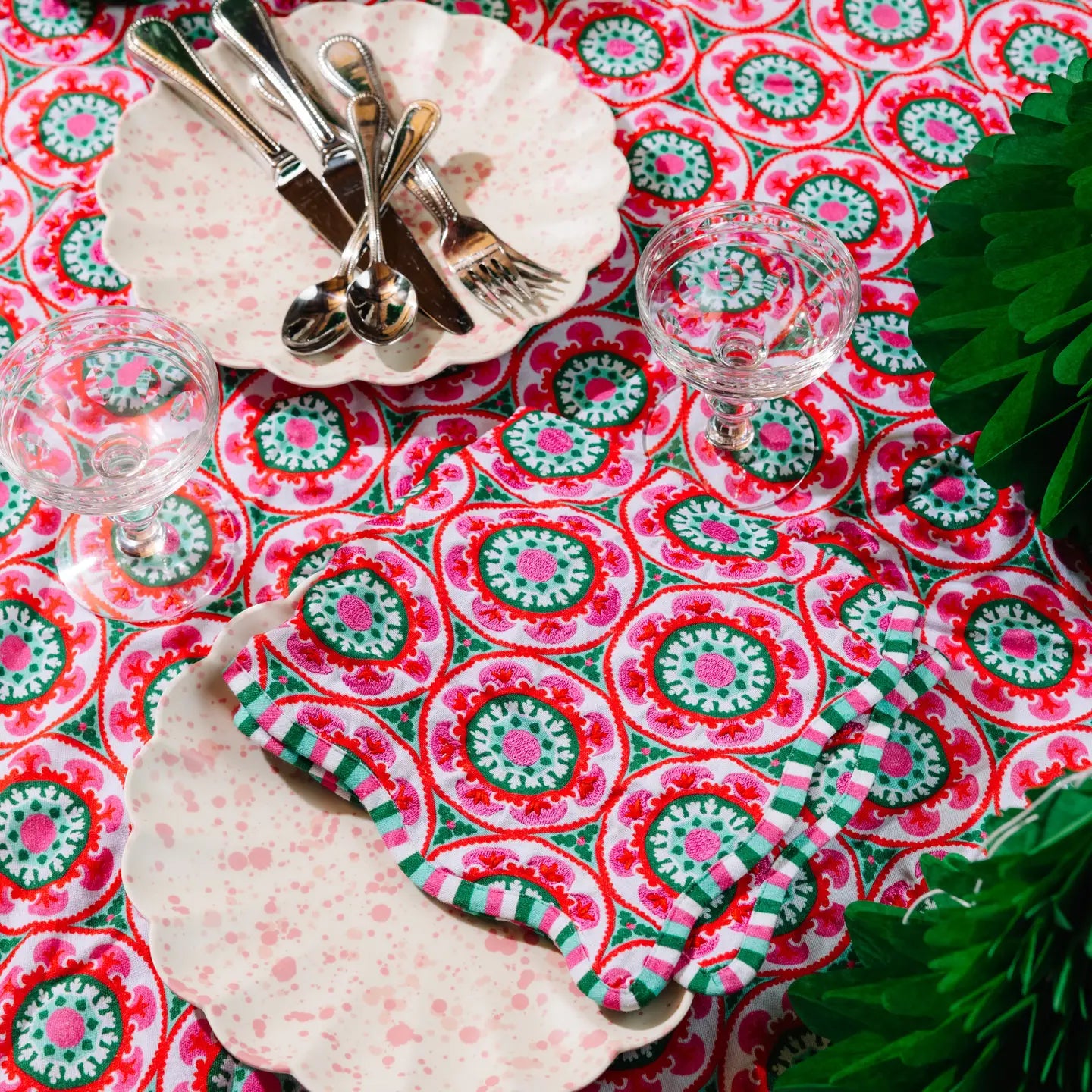 Suzani Patterned 72" x 108" Tablecloth