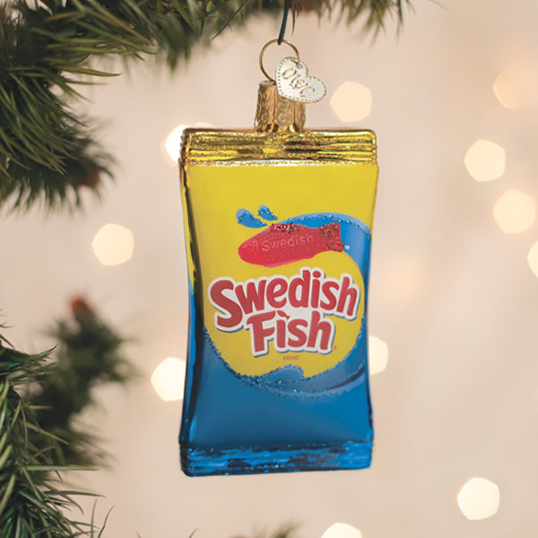 Swedish Fish Candy Bag Glass Ornament