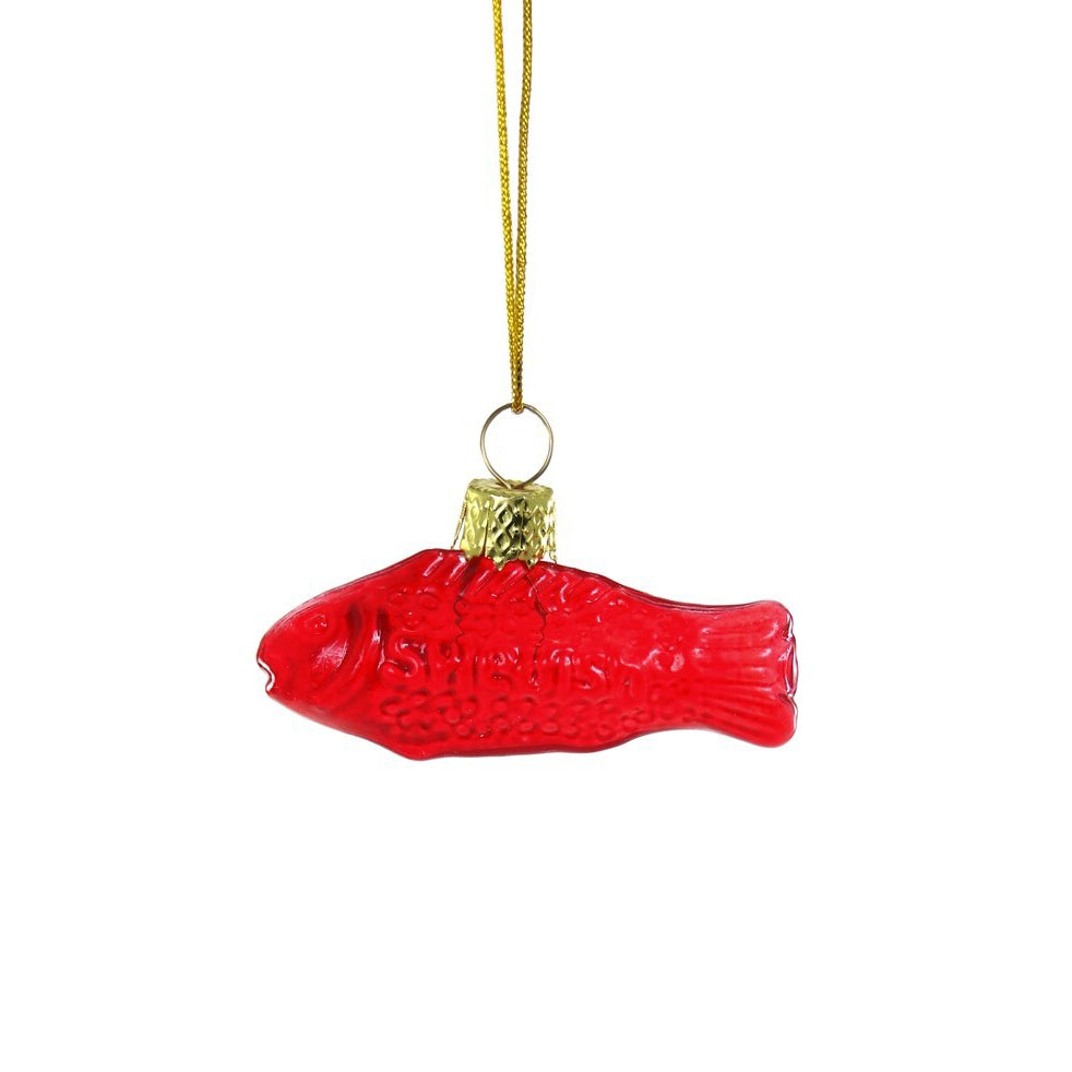 Red Gummy Fish Glass Holiday Ornament