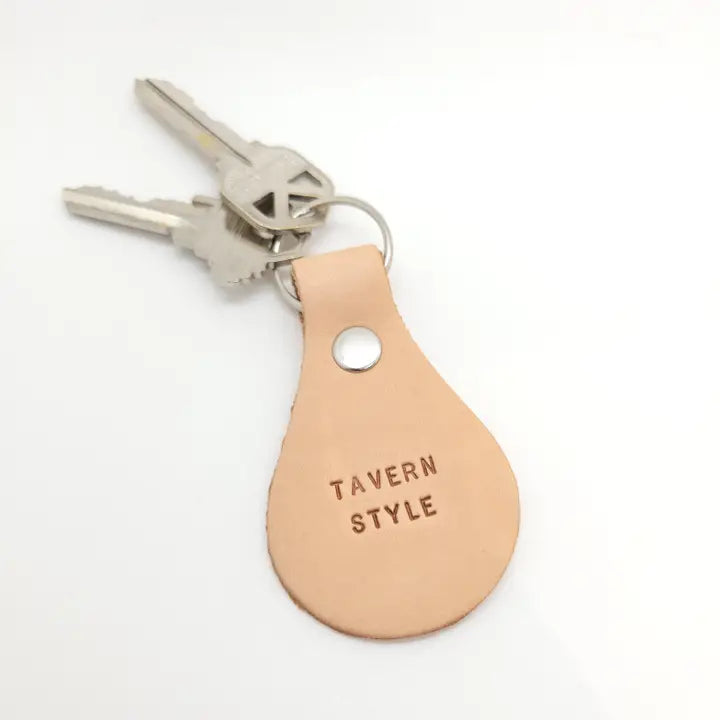 Tavern Style Chicago Stamped Leather Keychain