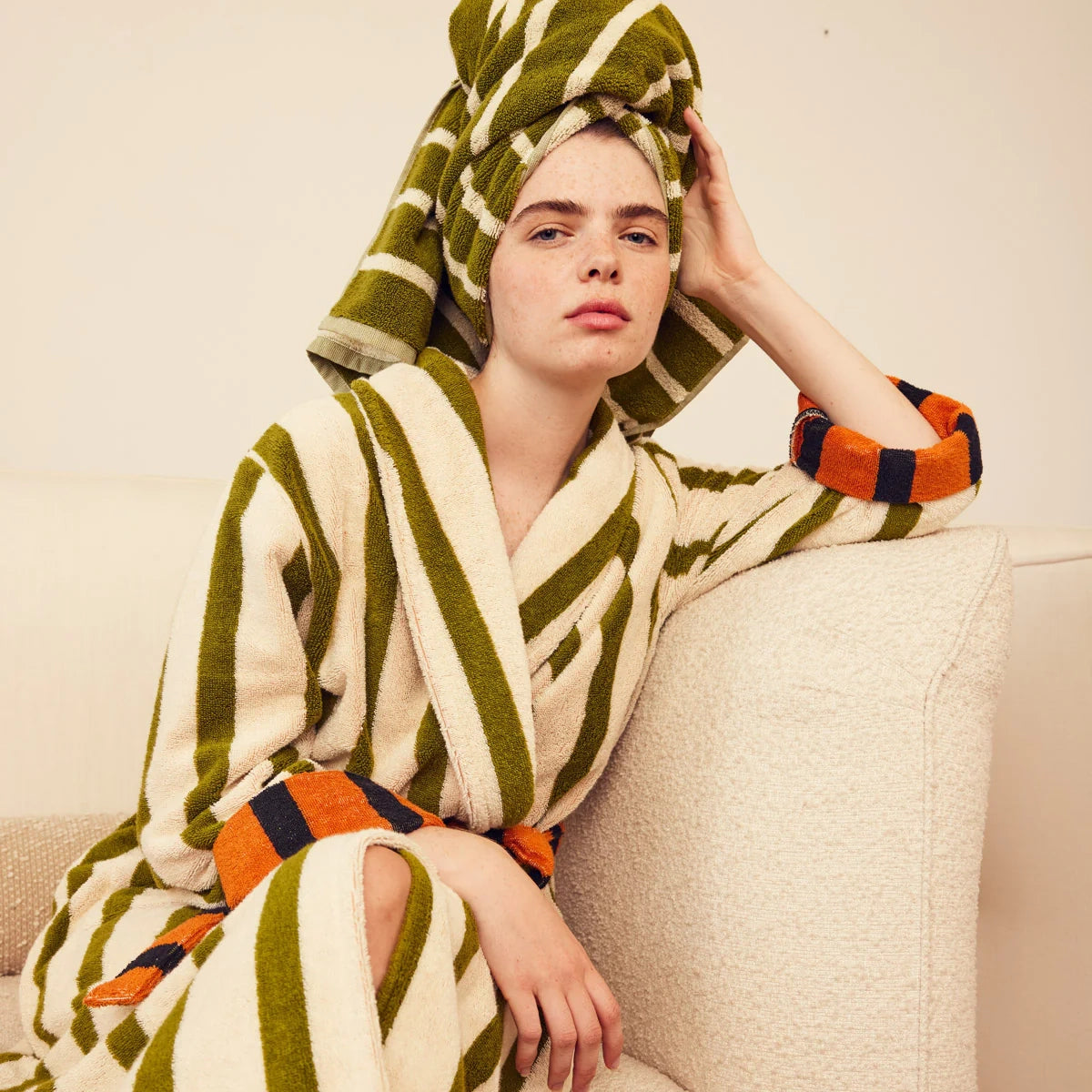 Terrycloth Stripe Bath Robe