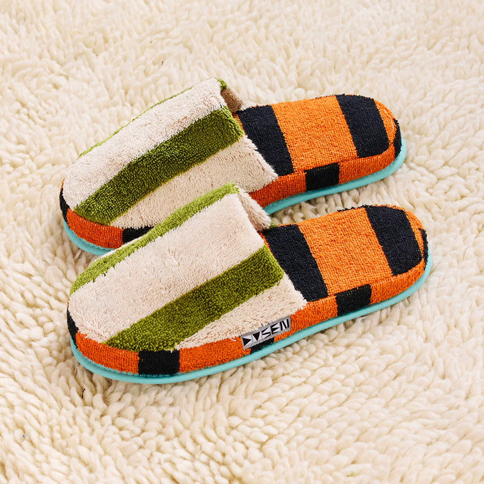 Terrycloth House Stripe Slippers