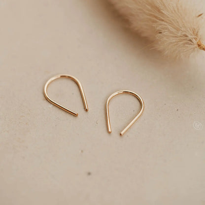 Tiny Horseshoe 14k Gold Earrings