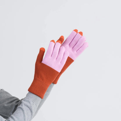 Colorblock Knit Touchscreen Gloves