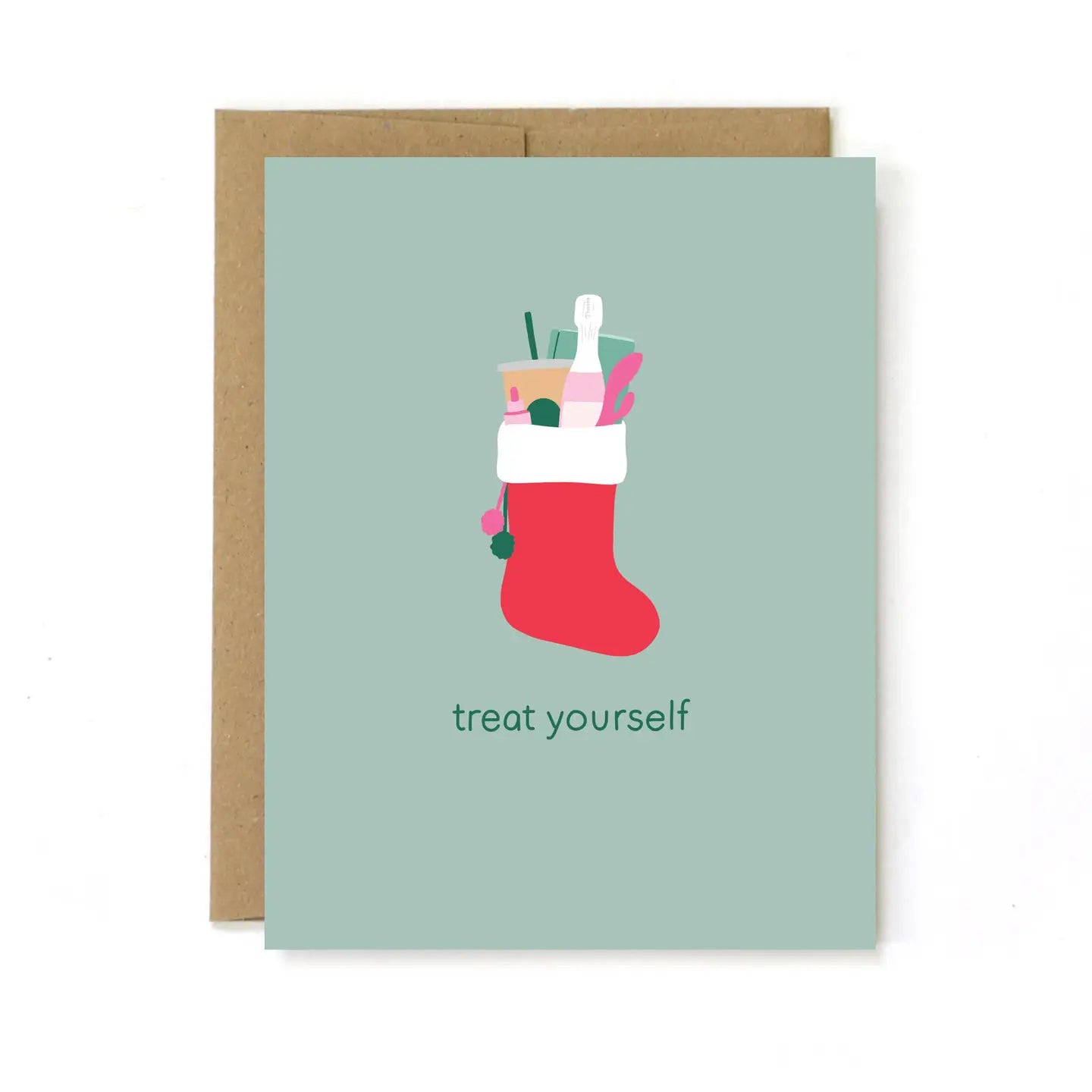 Treat Yourself Self Care Stocking Holiday Card