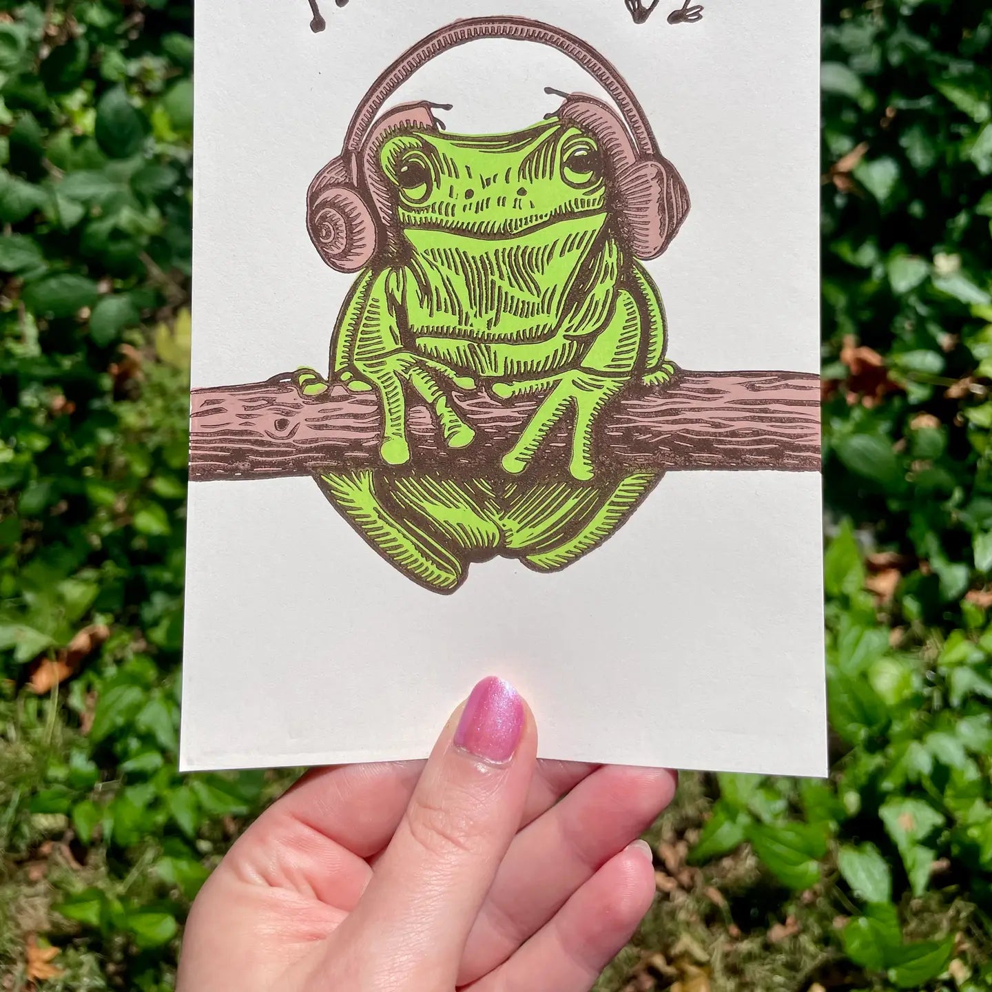 Tree Frog 5" x 7" Linocut Art Print