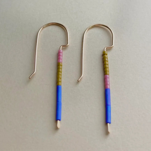 Twig Beaded Gold Earrings