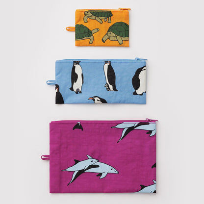 Heavyweight Nylon Flat Zip Pouches (Set of 3)