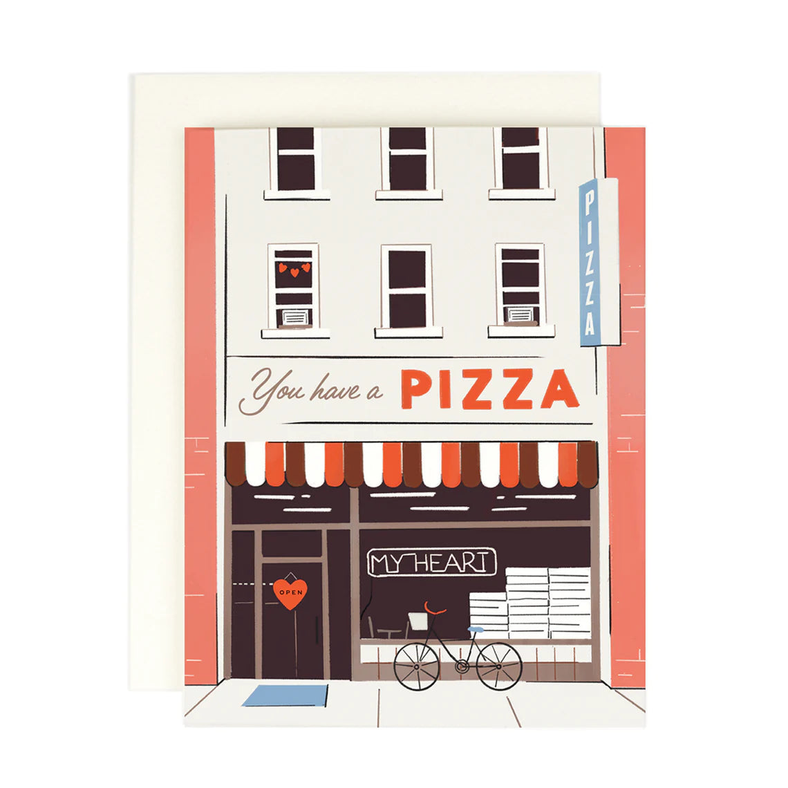 Pizza My Heart Storefront Valentines Day or Love Card