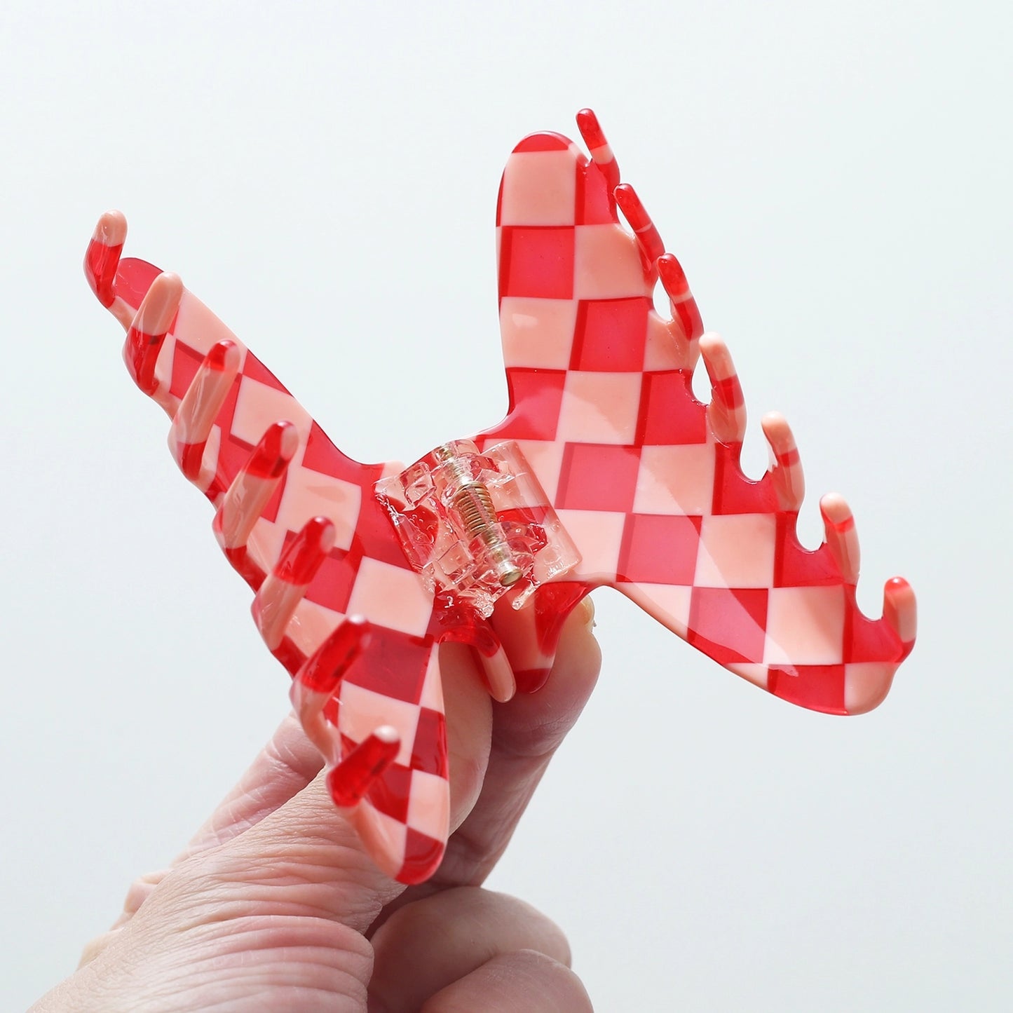 Pink & Red Checker Eco 2-3" Hair Clip