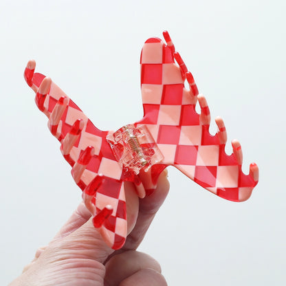 Pink & Red Checker Eco 2-3" Hair Clip