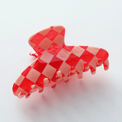 Pink & Red Checker Eco 2-3" Hair Clip