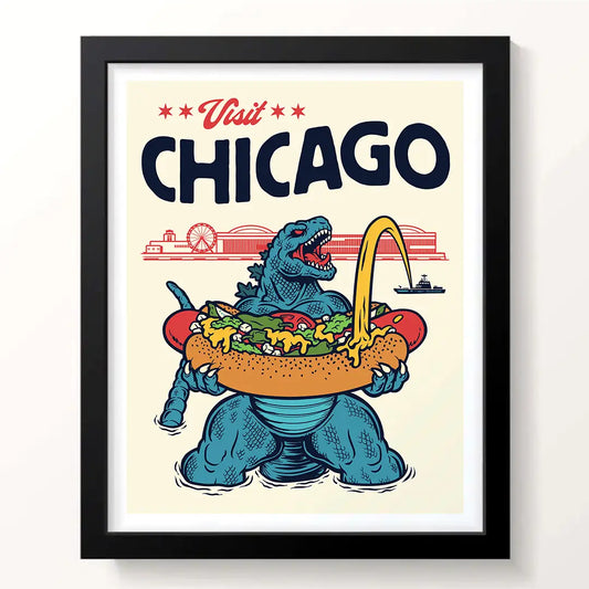 Visit Chicago Godzilla Tourism 8" x 10" Print