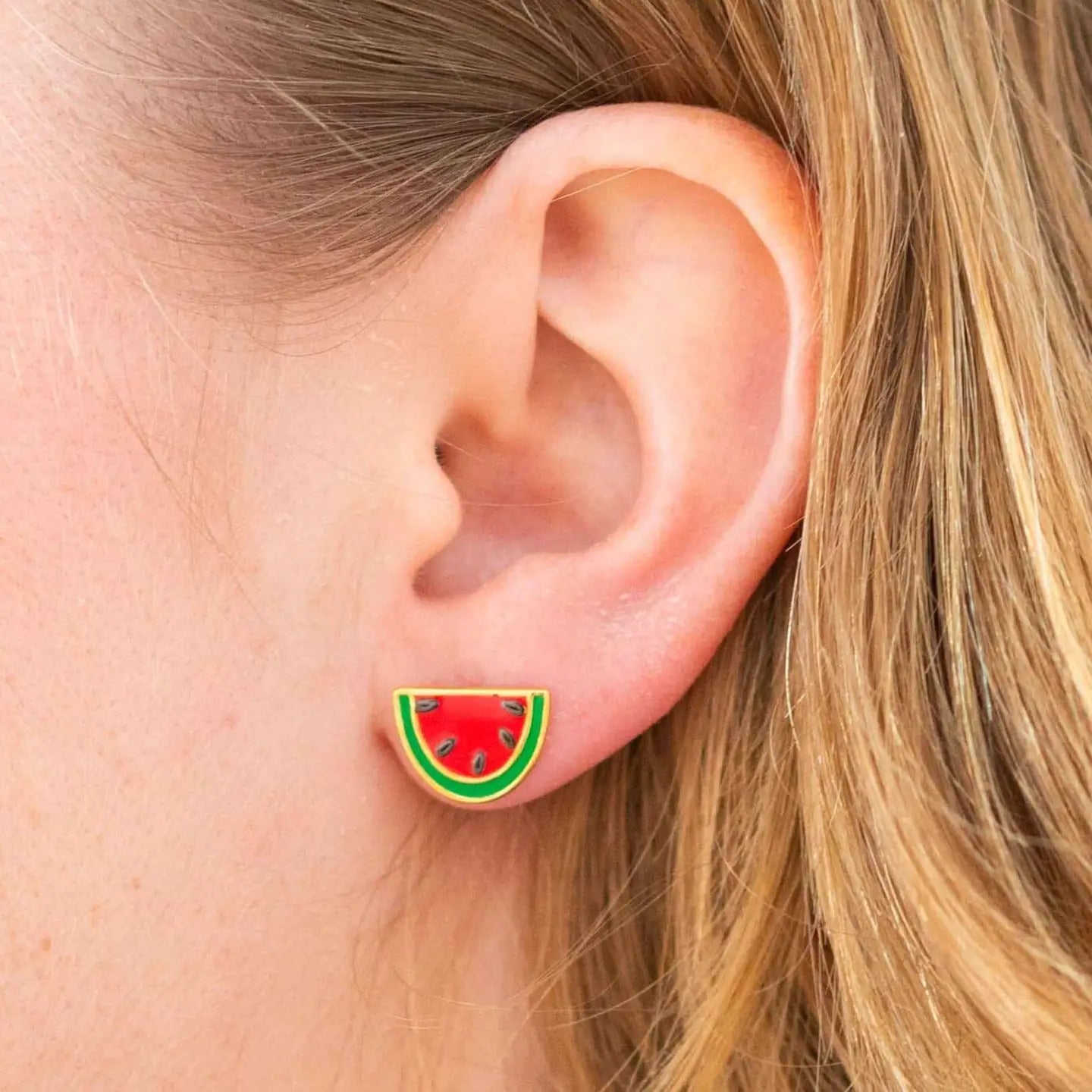 Watermelon Fruit Enamel Earrings