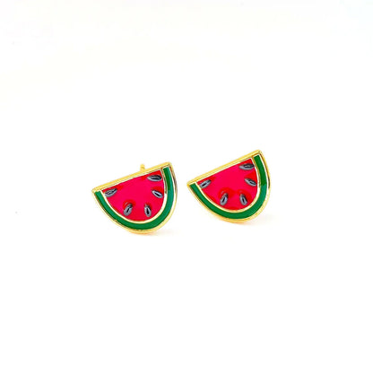 Watermelon Fruit Enamel Earrings