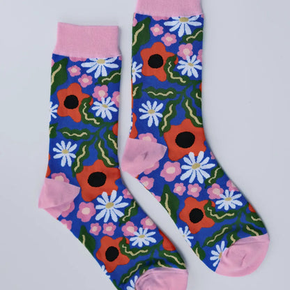 Wavy Floral Women's Crew Socks