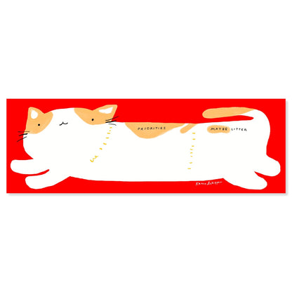 Notepad designed with a cat and a red border on a white background