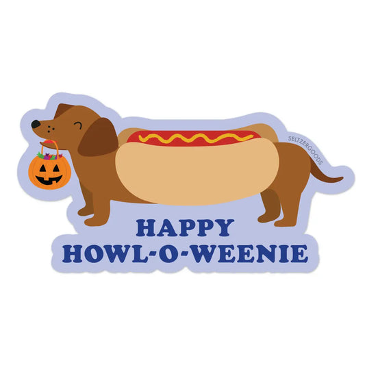 Howl-o-Weenie Weiner Dog Halloween Sticker