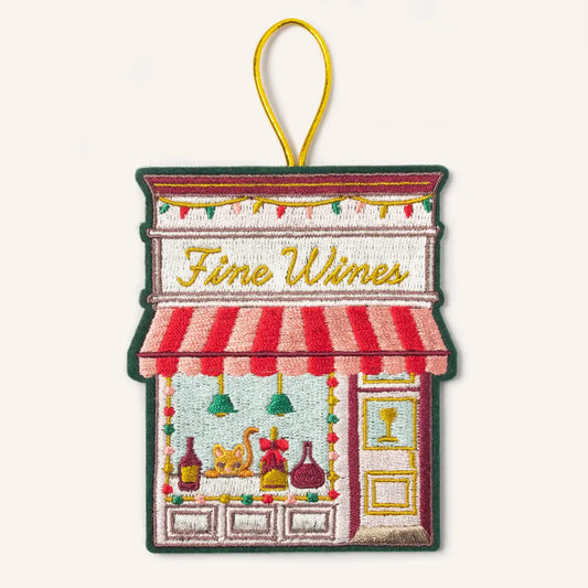 Wine Shop Embroidered Holiday Ornament