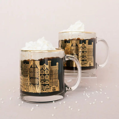 Winter Village Holiday Metallic Glass Mug