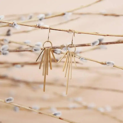 Yuki Brass Fringe Statement Earrings